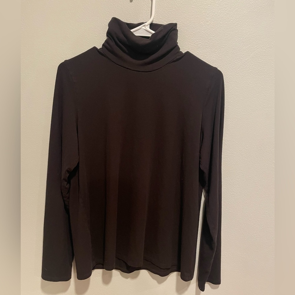 Eileen Fisher Turtle Neck Long Sleeve Top Black Women’s Size Large